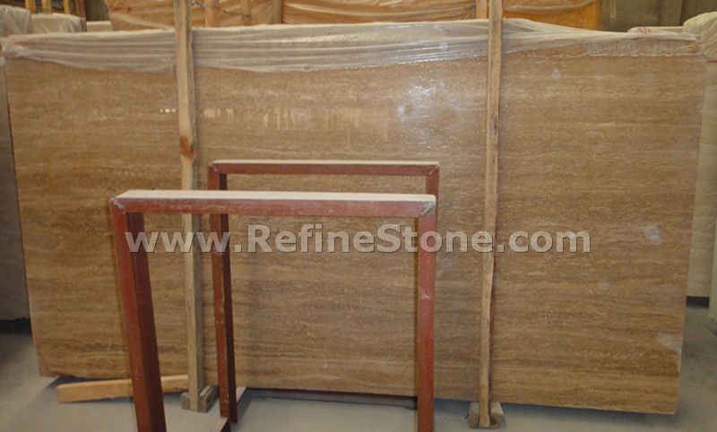 beige travertine marble slab