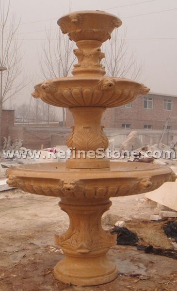 China yellow marble water fountain