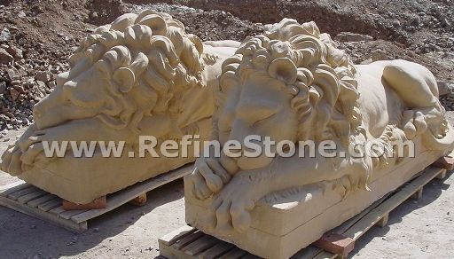 Sleeping lion marble statue