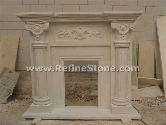 Yellow marble fireplace