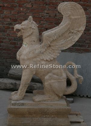 Marble lion statue with wings