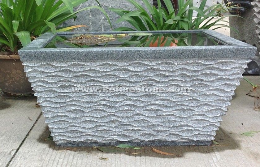 rectangle grey granite flowerpot