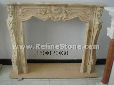 Beige fireplace stone
