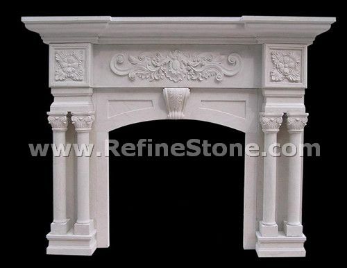 Fireplace with column