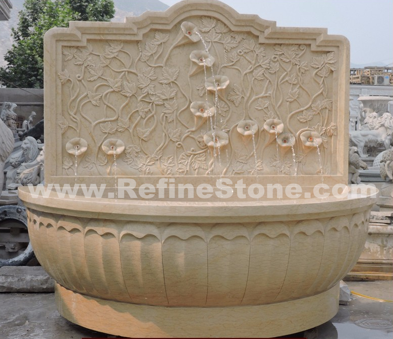 beige marble wall fountain