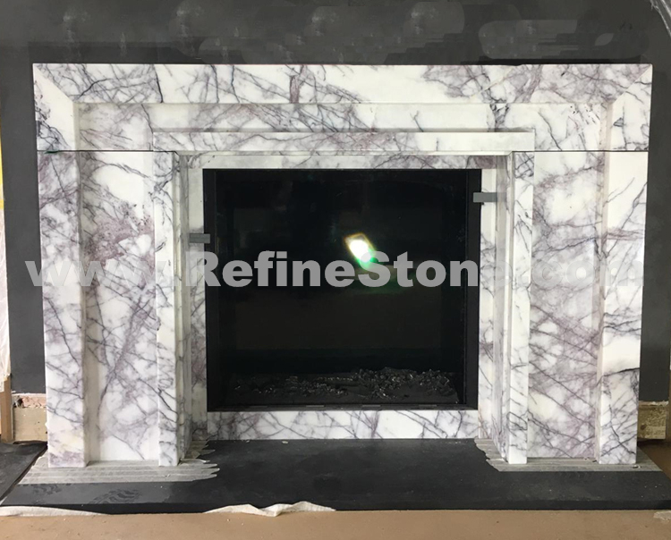 Lilac marble fireplace