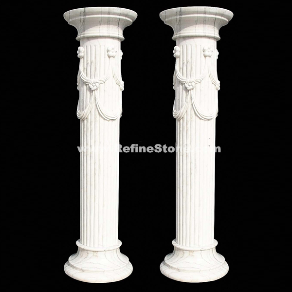 white marble carving column
