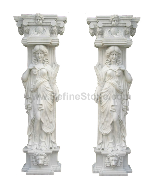 Marble female sculpture Columns