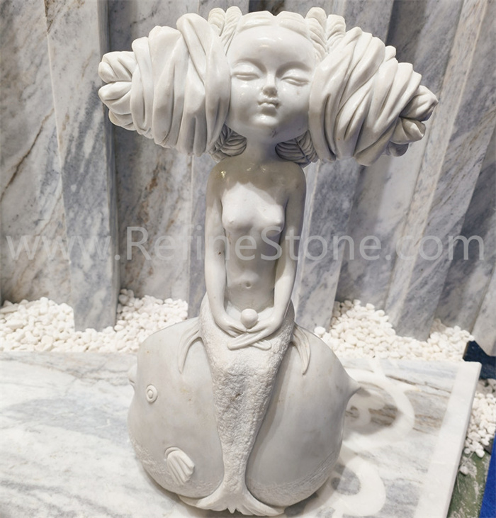 Table top white marble statue